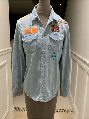 MOTHER DENIM THE HONEY YOKE DENIM SHIRT SIZE M